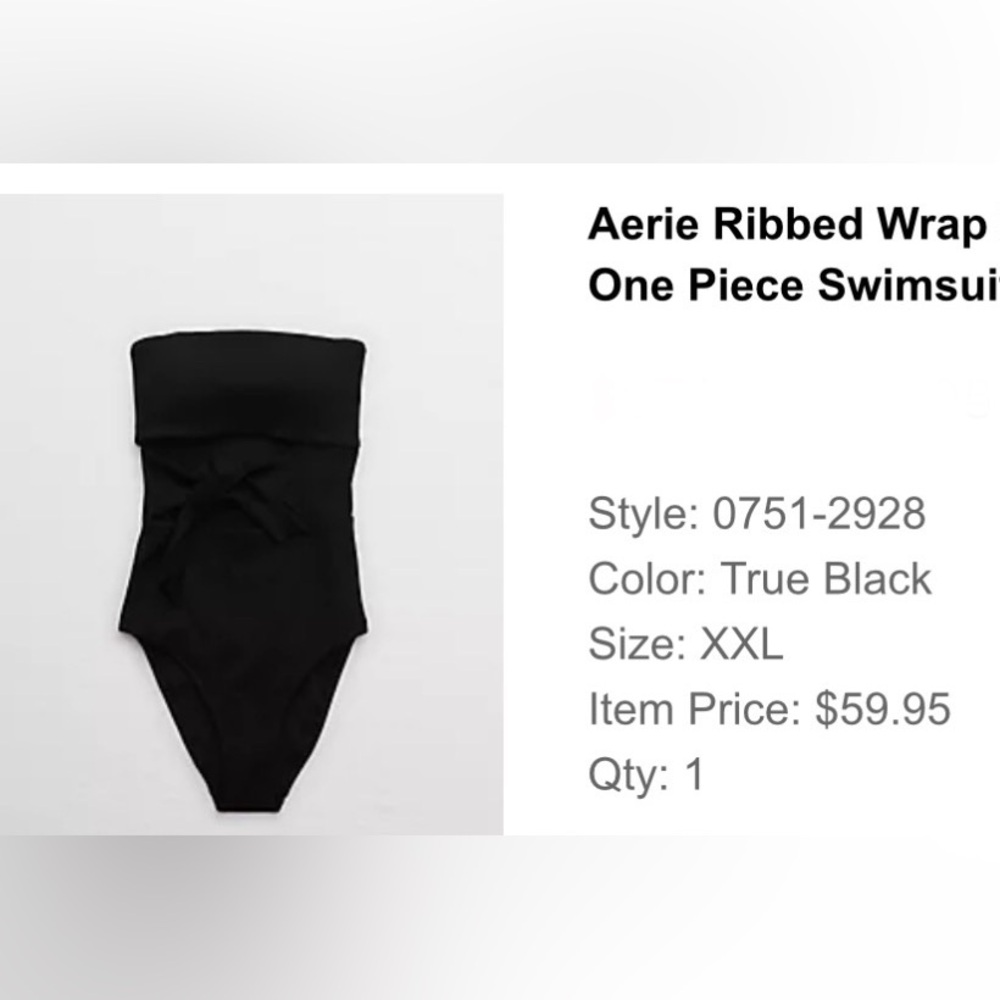 Aerie Black Ribbed One Piece Swimsuit